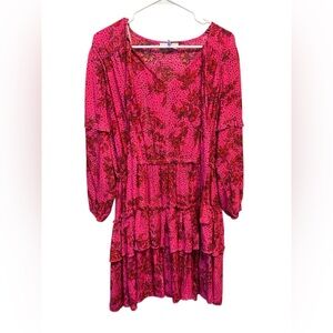 SOLD DURING LIVE Jessica Simpson Hot Pink Floral Ruffle Dress